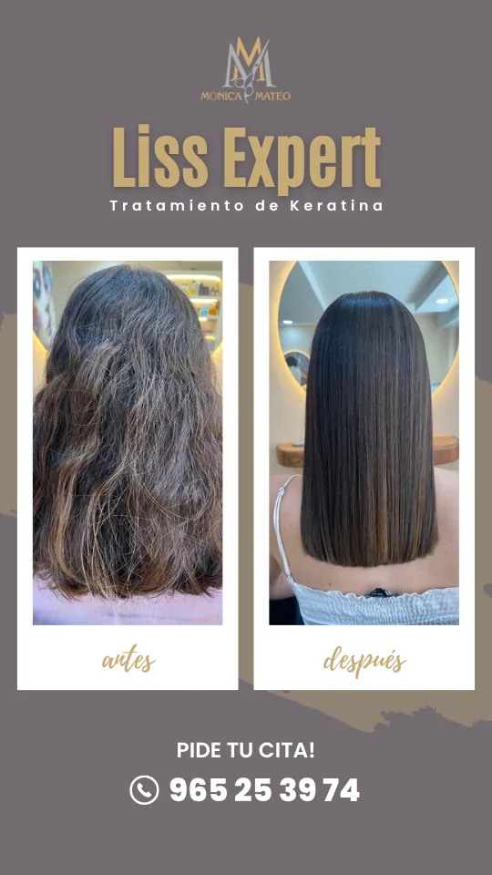 Historia: antes y después del tratamiento de keratina Liss Expert
